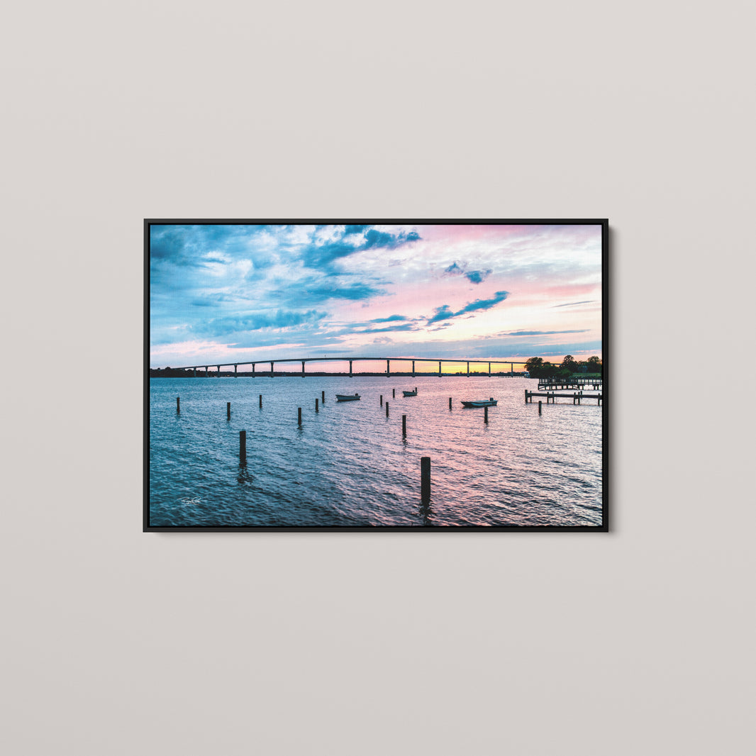 Evening Passage — Black framed canvas mockup