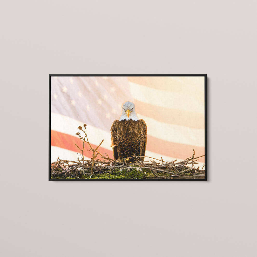 Liberty's Watch — Black framed canvas mockup