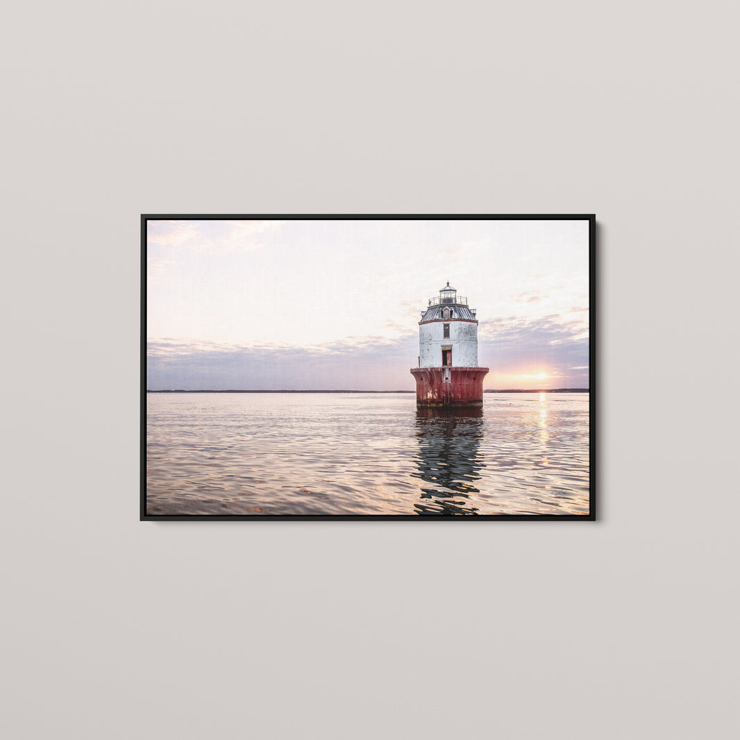 Crimson Sentry — Black framed canvas mockup