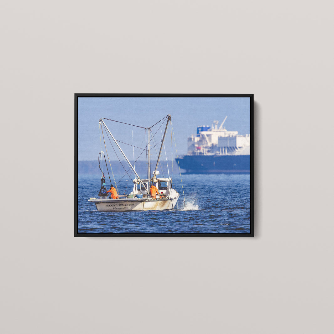 Working Water (1 of 50 Limited Edition) — Black framed canvas mockup