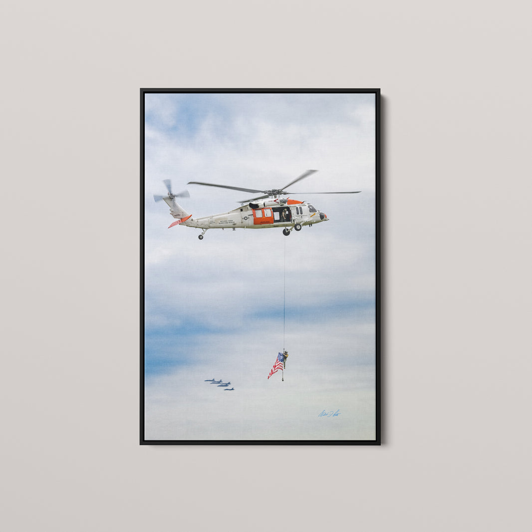 Colors Aloft — Black framed canvas mockup