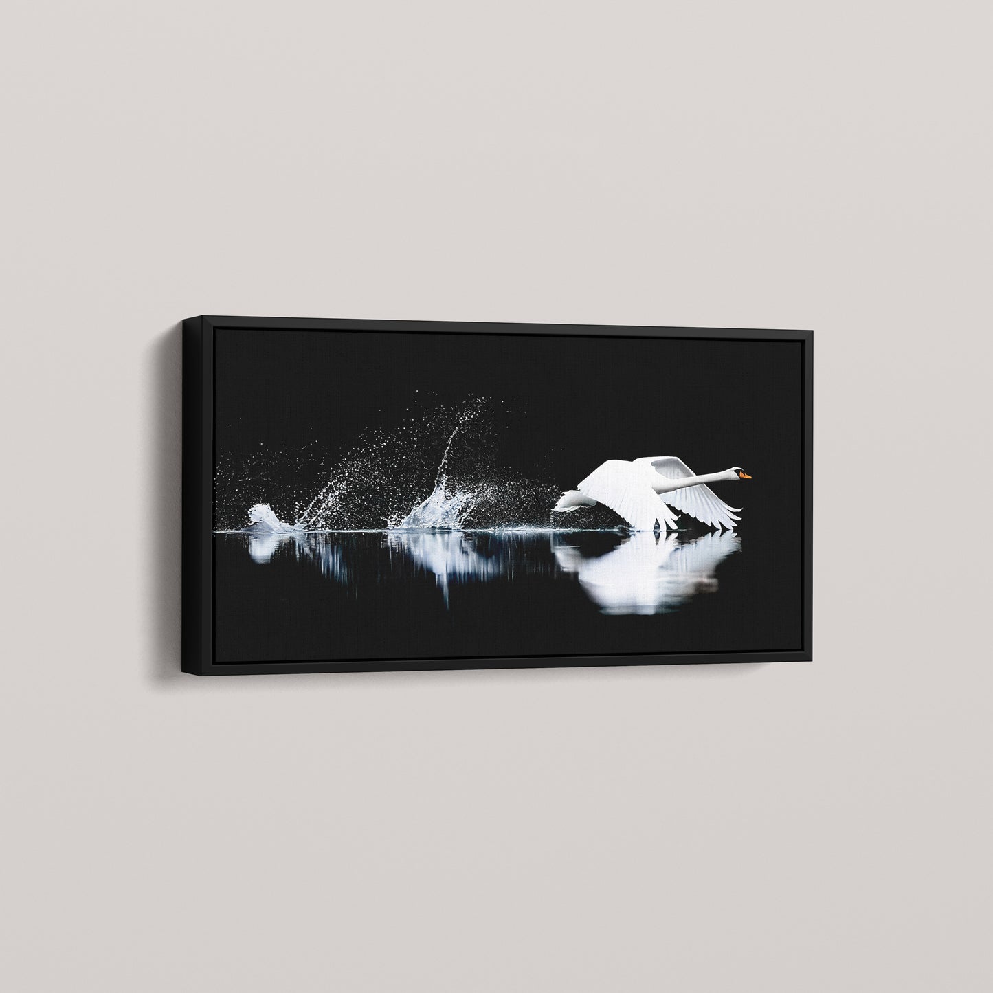 The Low Ascent — Black framed canvas, angled view