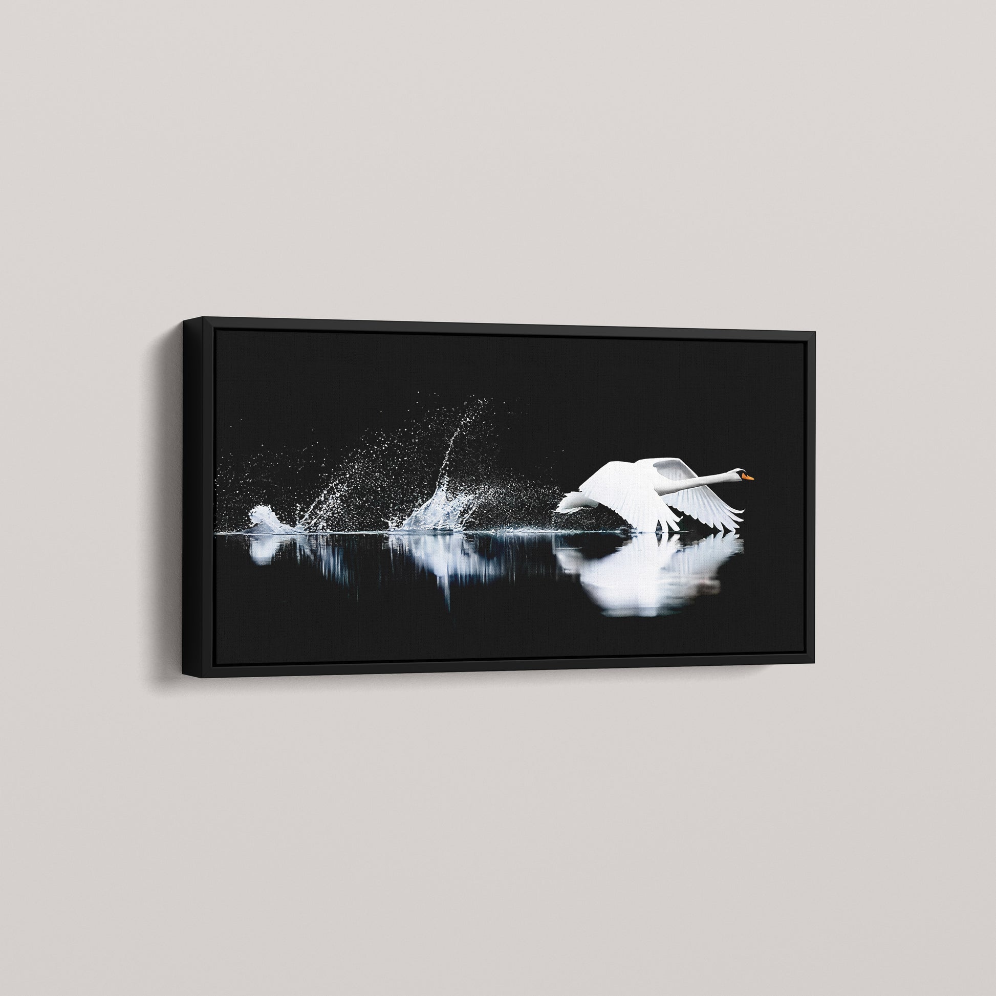 The Low Ascent — Black framed canvas, angled view