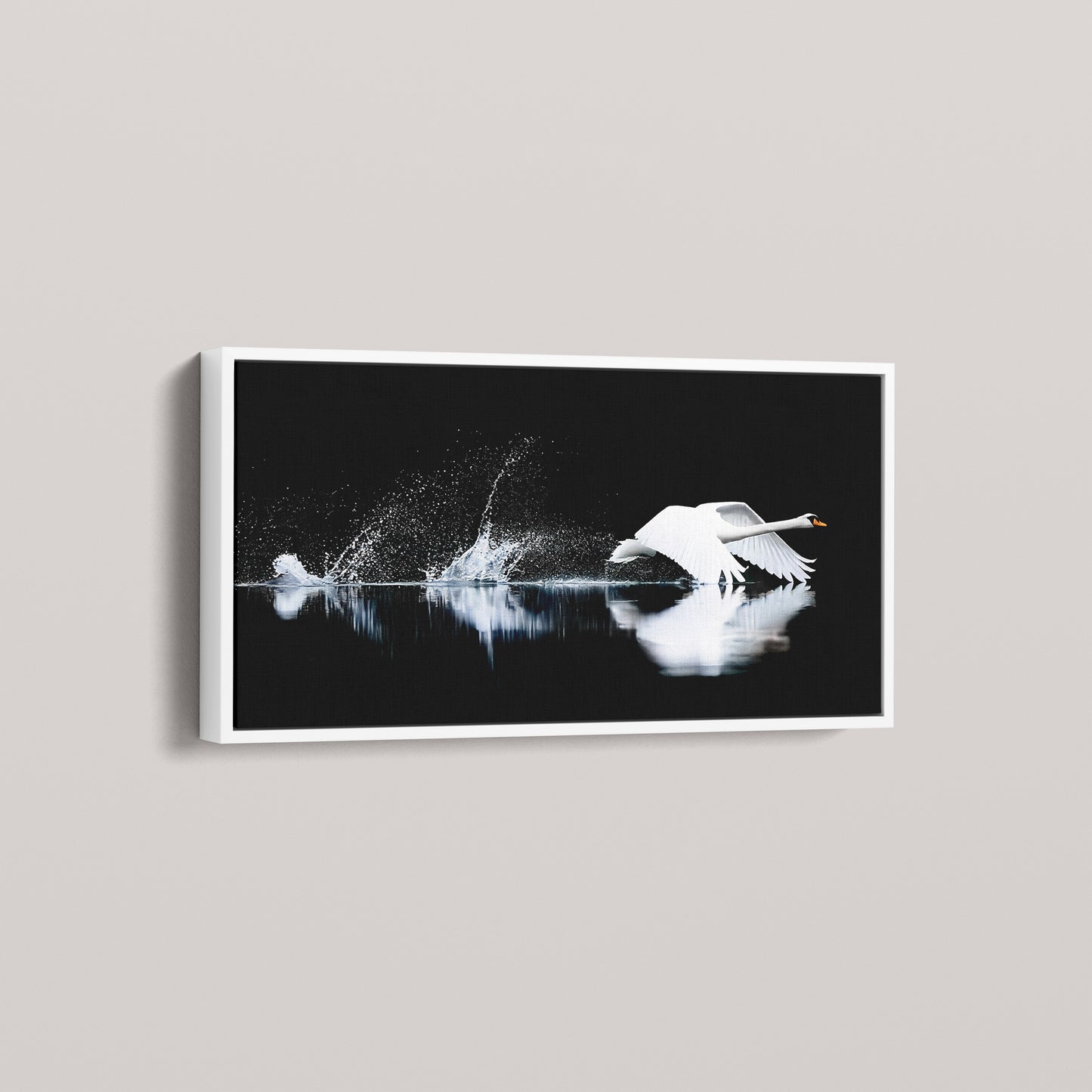 The Low Ascent — White framed canvas, angled view
