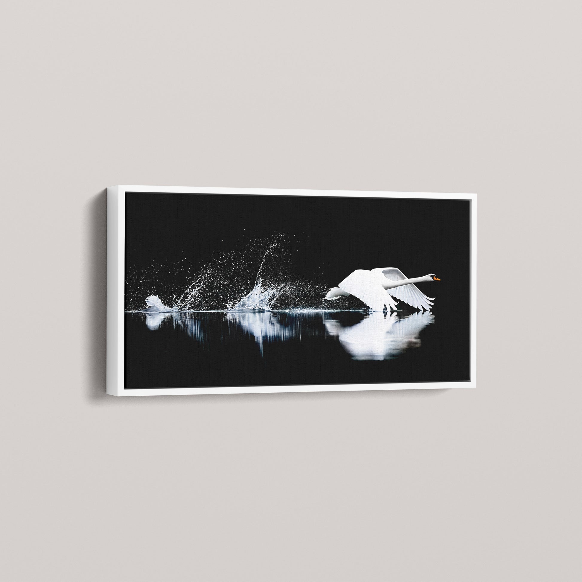 The Low Ascent — White framed canvas, angled view