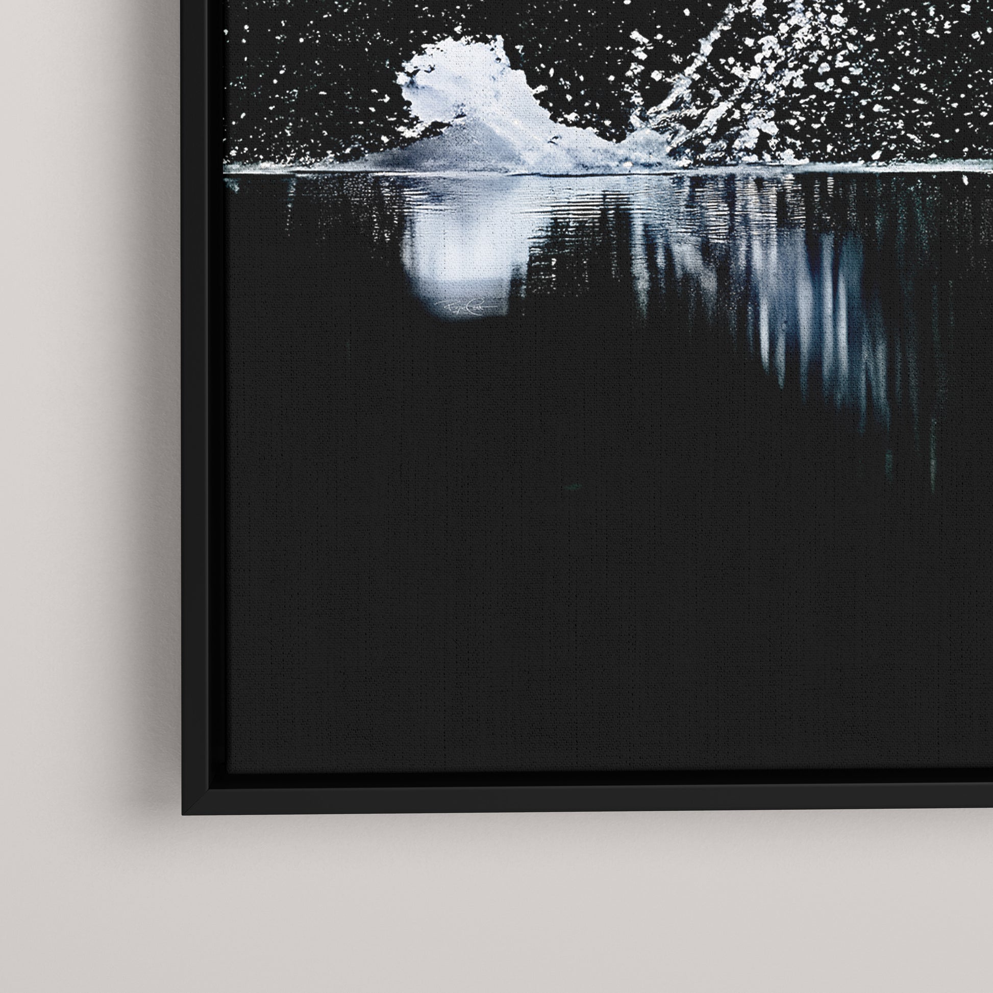 The Low Ascent — Detail closeup, black frame (left edge)