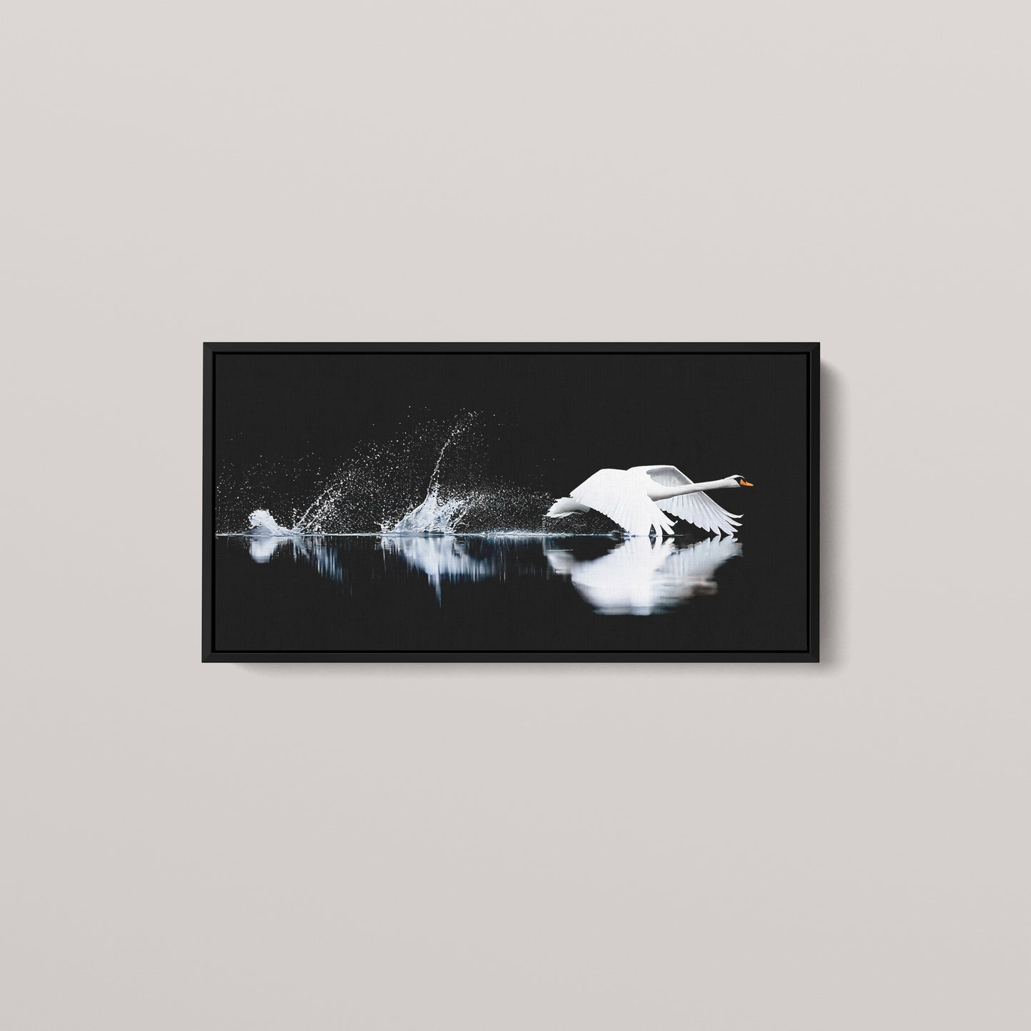 The Low Ascent — Black framed canvas, 2:1 panoramic (front view)