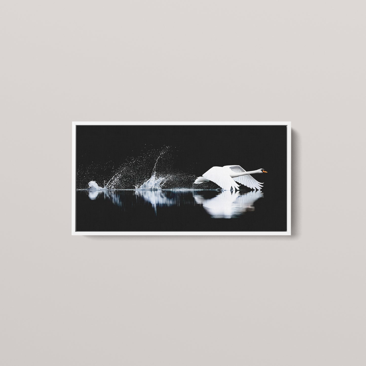The Low Ascent — White framed canvas, 2:1 panoramic (front view)