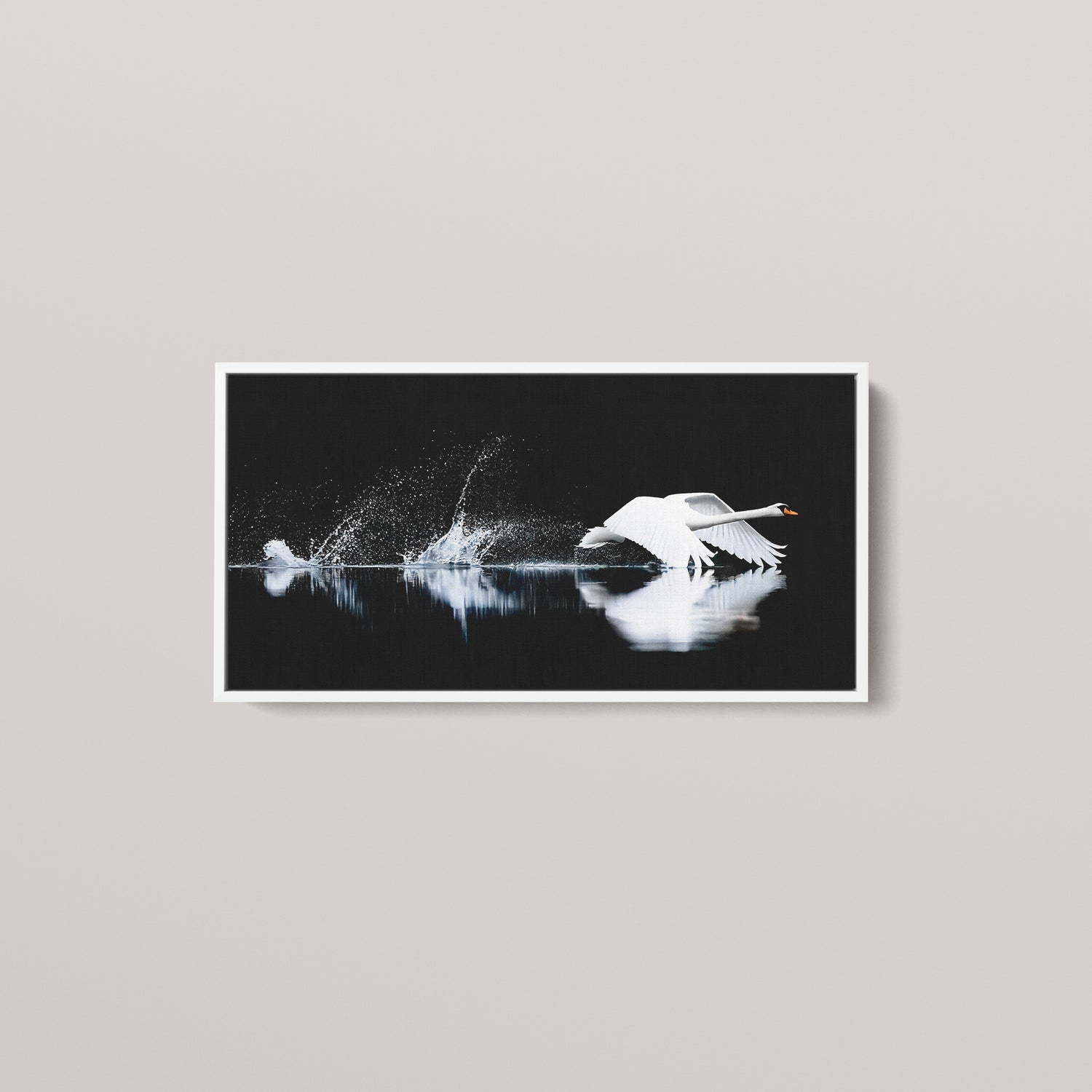 The Low Ascent — White framed canvas, 2:1 panoramic (front view)