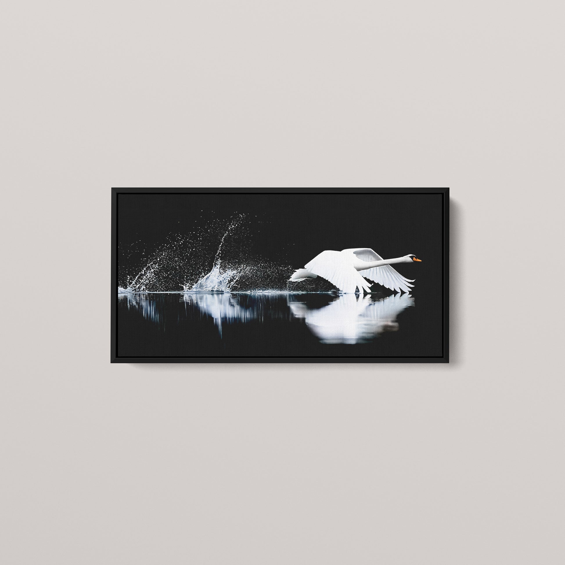 The Low Ascent — Black framed canvas, 24x60" (front view)