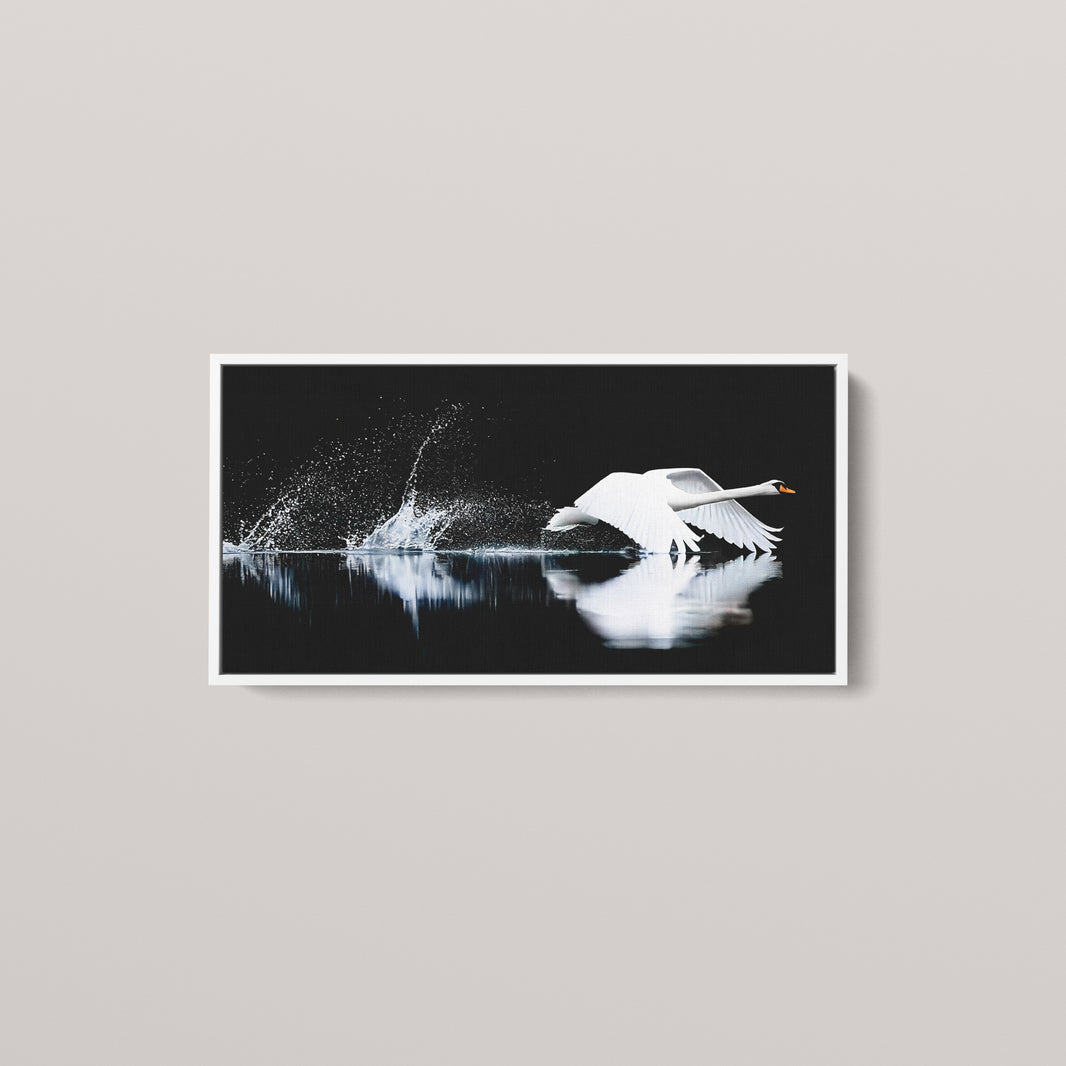 The Low Ascent — White framed canvas, 24x60" (front view)