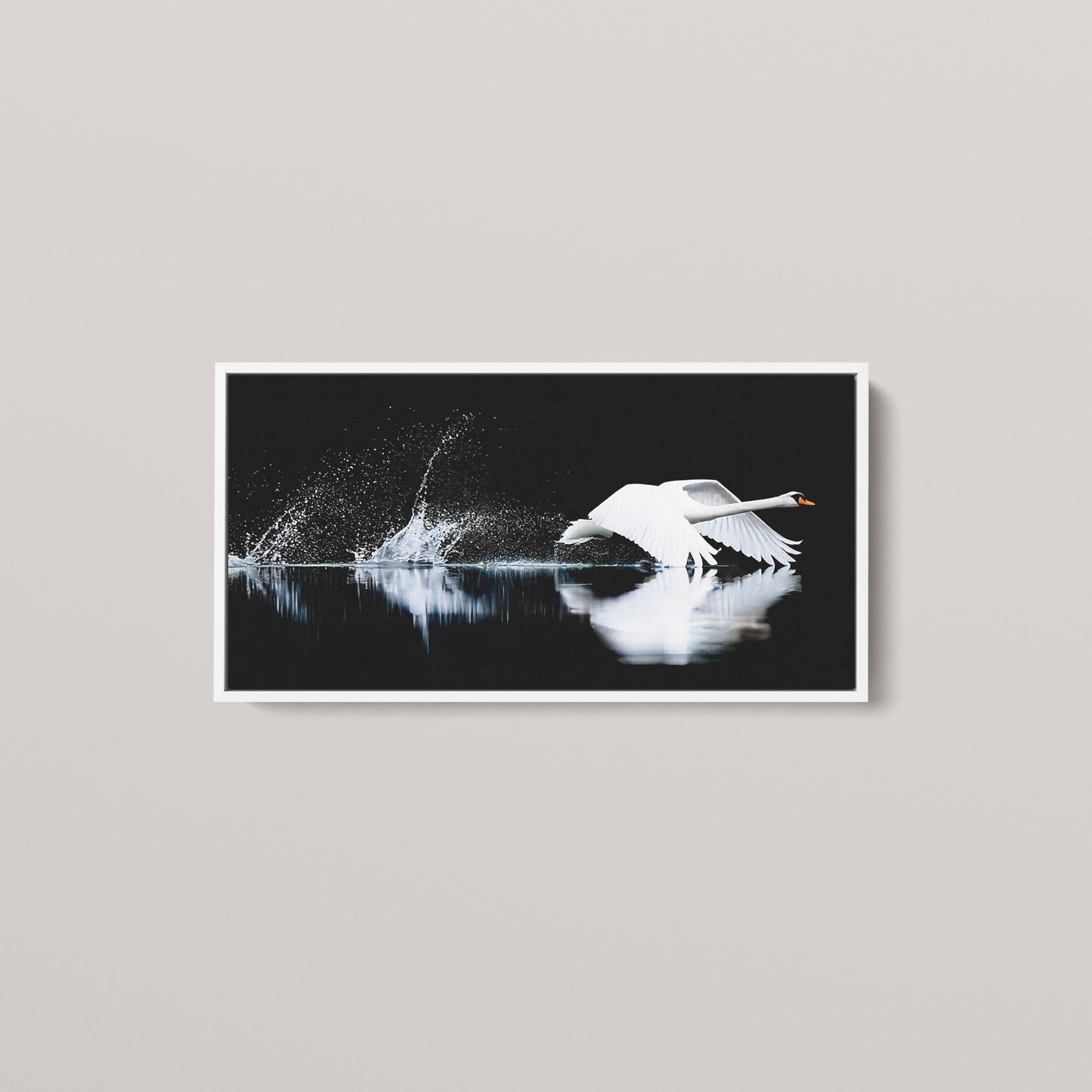 The Low Ascent — White framed canvas, 24x60" (front view)