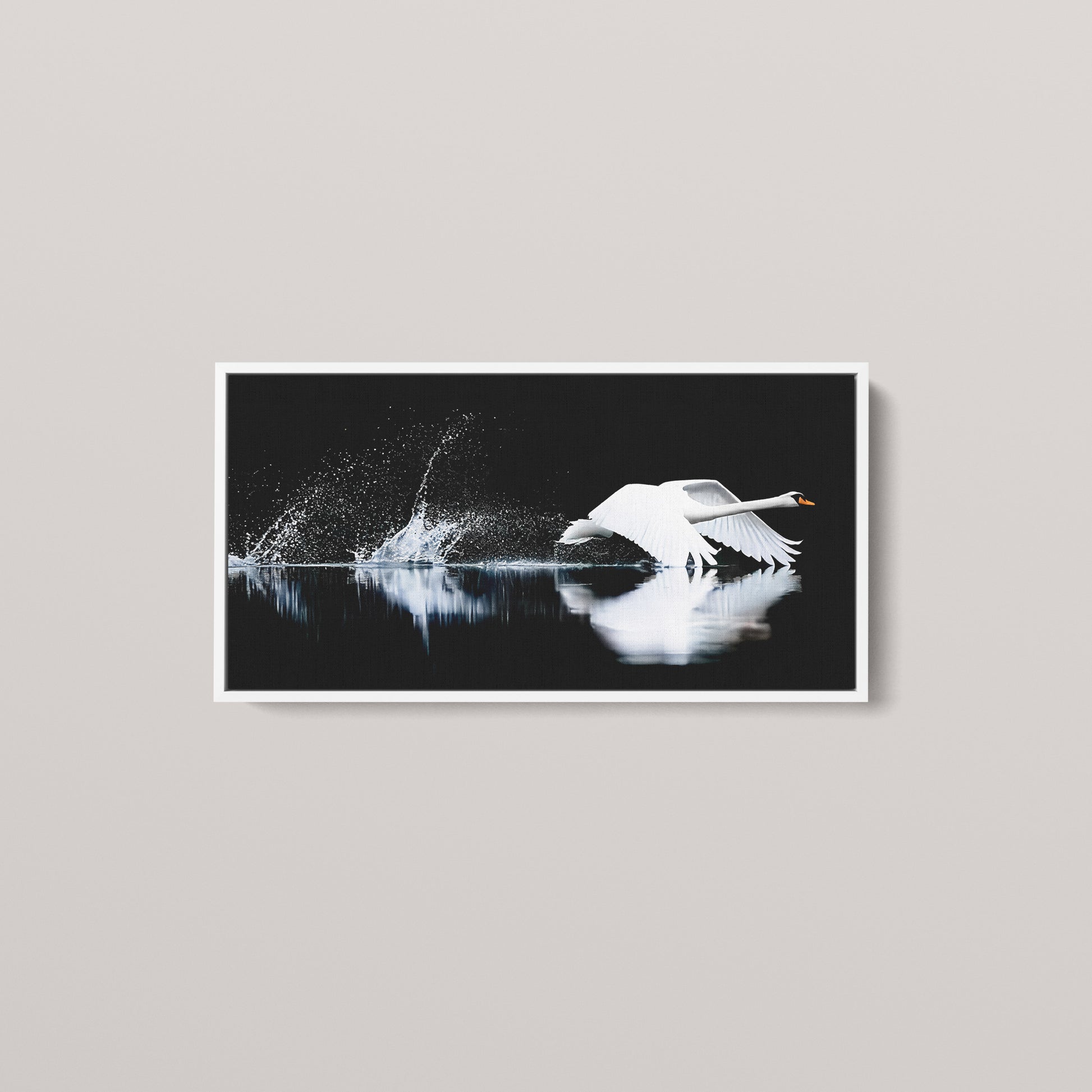 The Low Ascent — White framed canvas, 24x60" (front view)