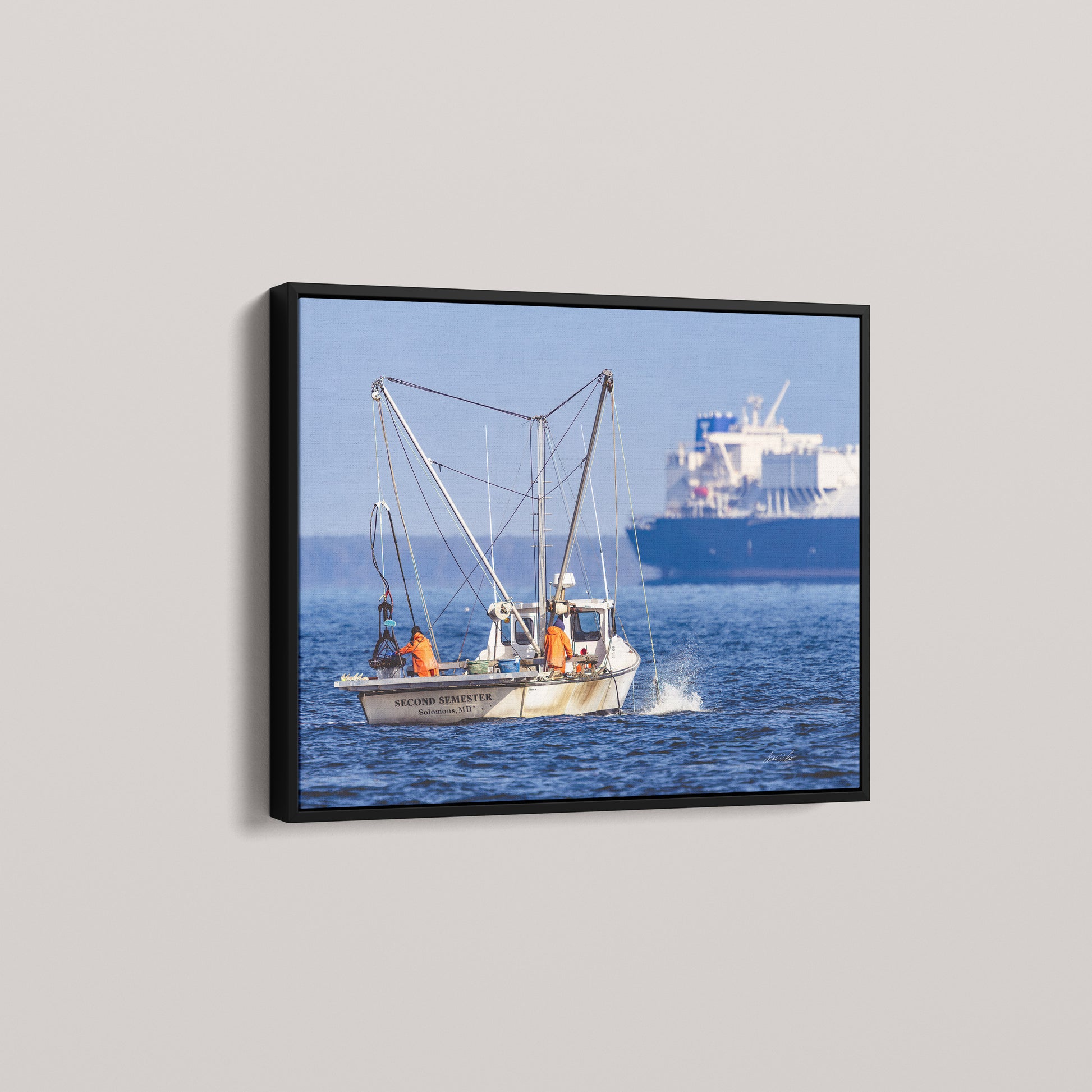 Working Water (1 of 50 Limited Edition) — Black framed canvas mockup