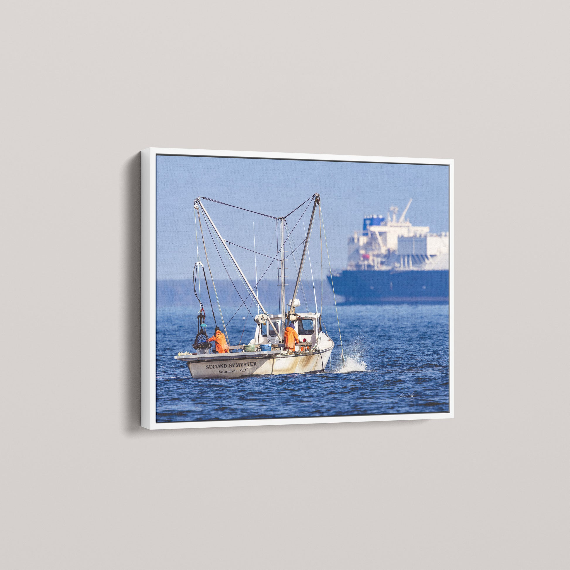 Working Water (1 of 50 Limited Edition) — White framed canvas mockup