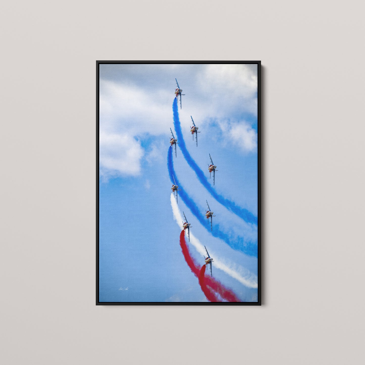 Tricolor Climb — Black framed canvas mockup