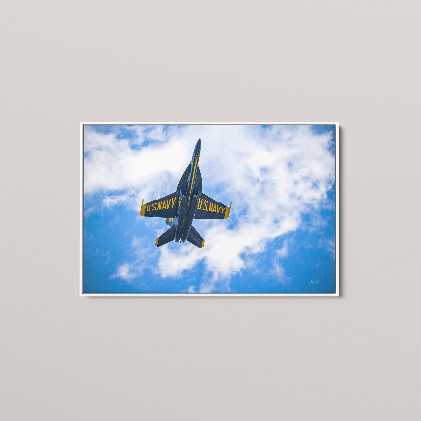 Inverted Blue — White framed canvas mockup