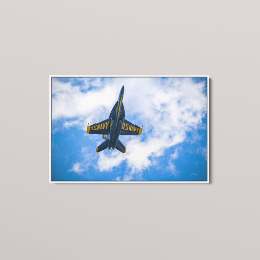 Inverted Blue — White framed canvas mockup