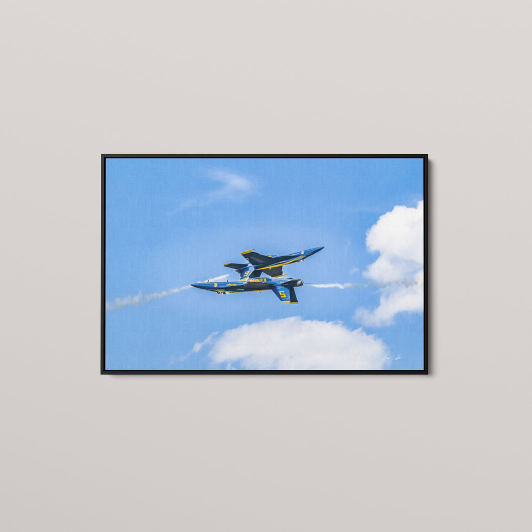 Mirror Pass — Black framed canvas mockup