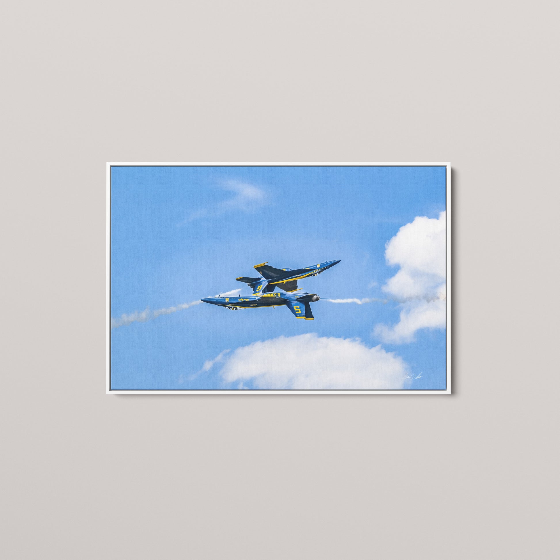 Mirror Pass — White framed canvas mockup