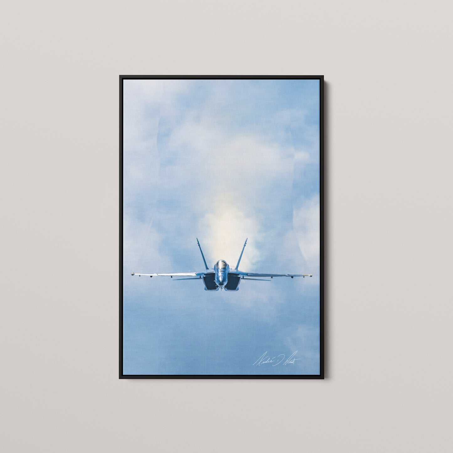 Through the Light — Black framed canvas mockup
