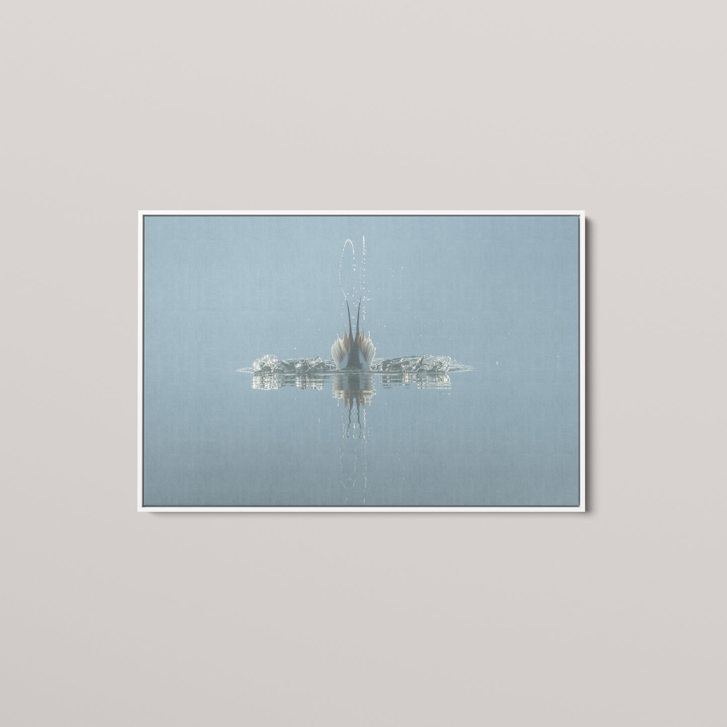 Diving Reflections — White framed canvas mockup