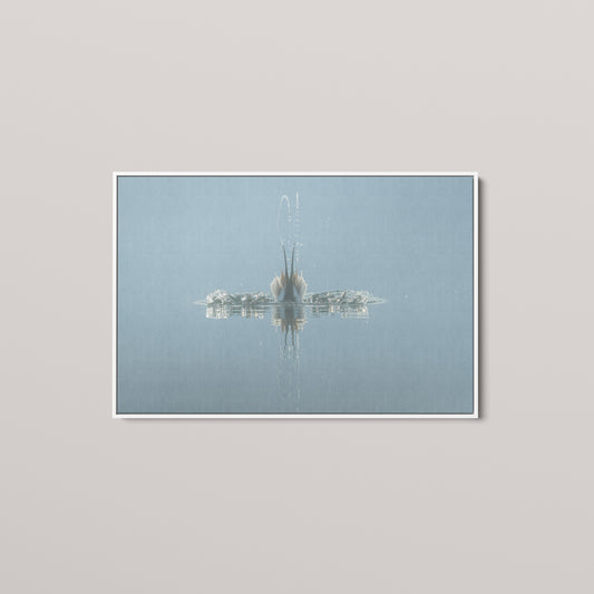 Diving Reflections — White framed canvas mockup