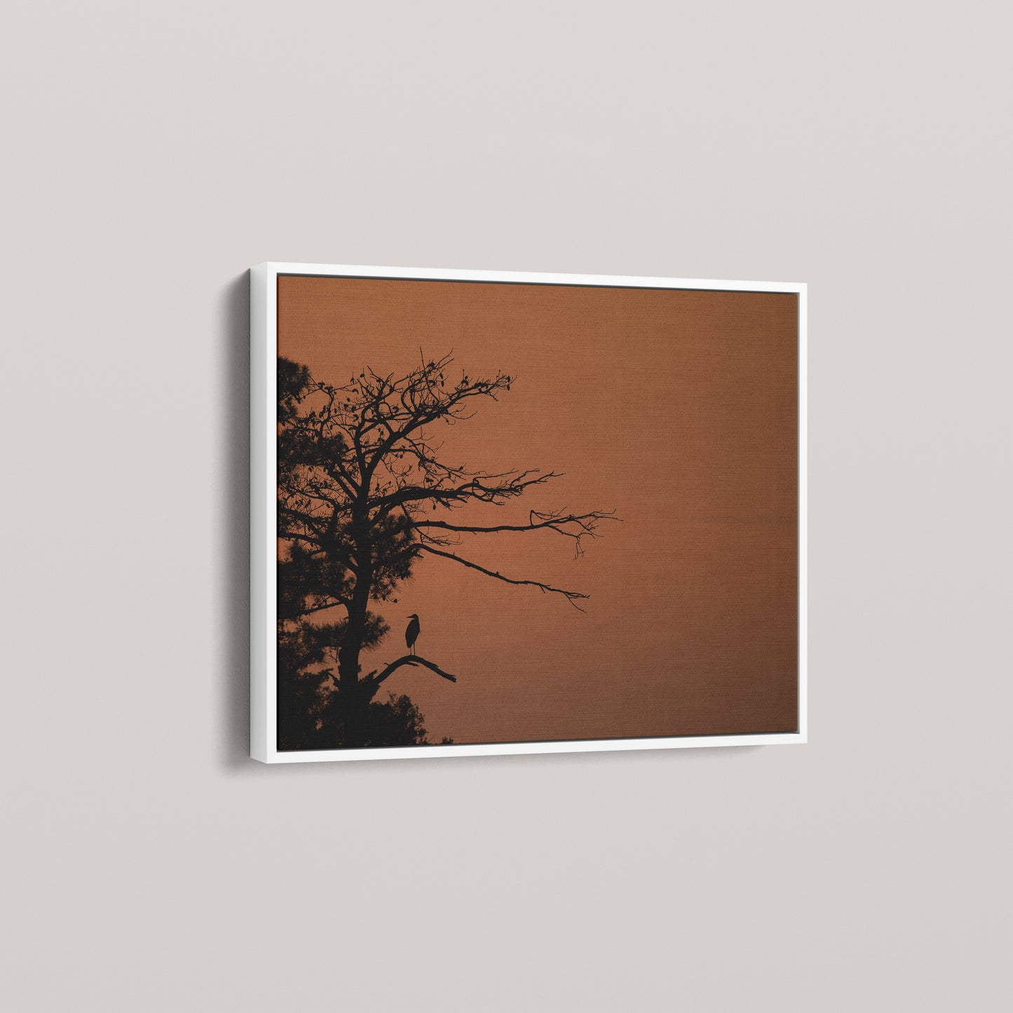Heron Sunset — angled-white view